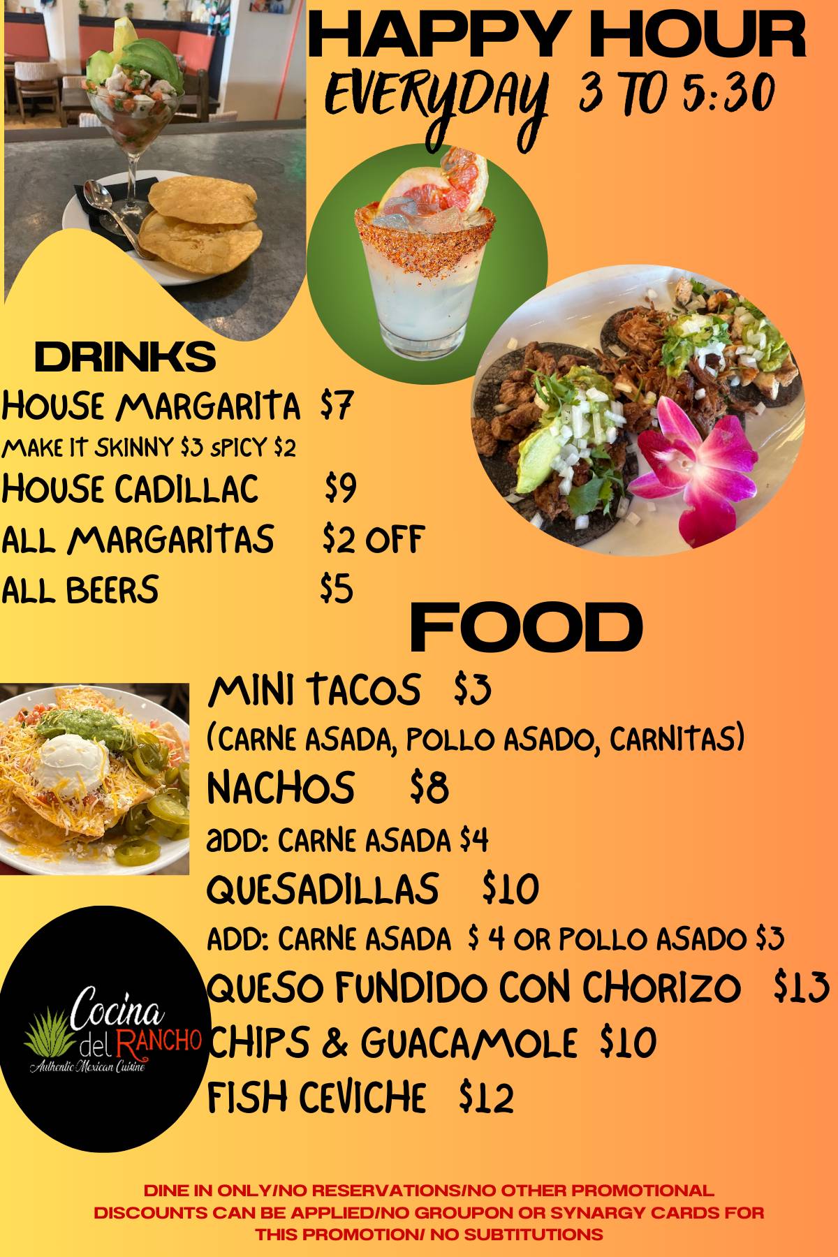 Cocina del Rancho меню