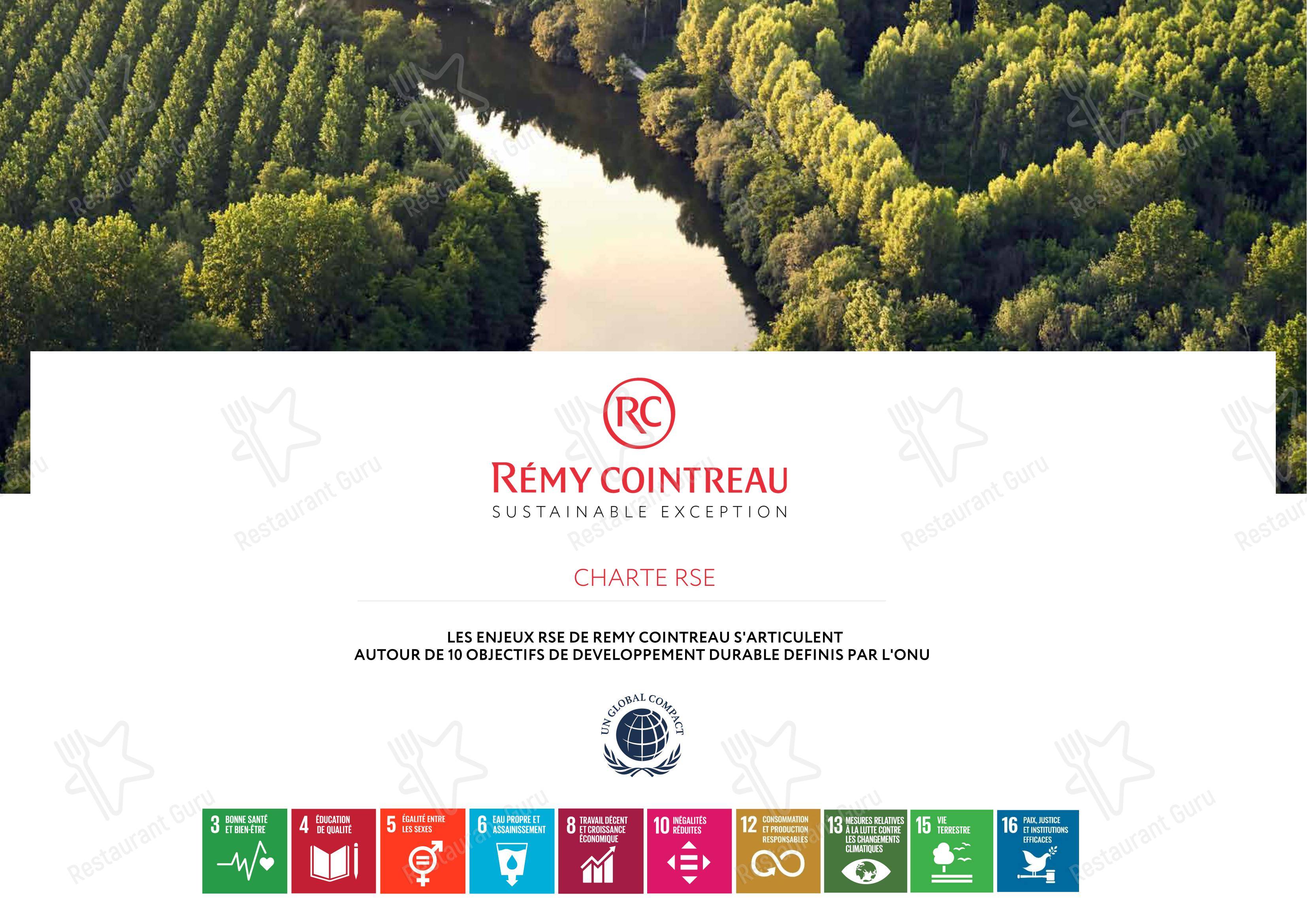 Меню ресторана Cointreau Rémy S.A