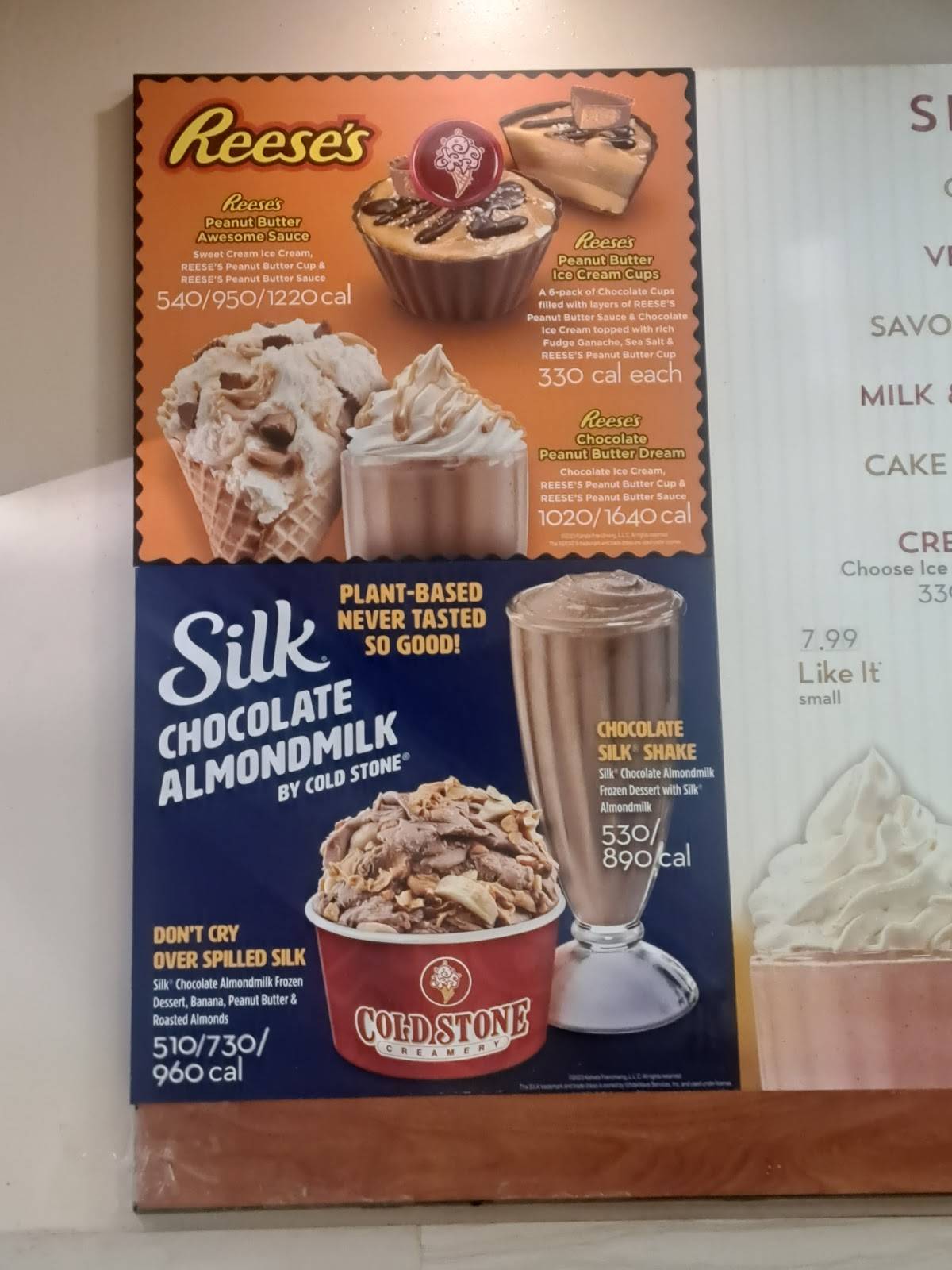 Cold Stone Creamery меню