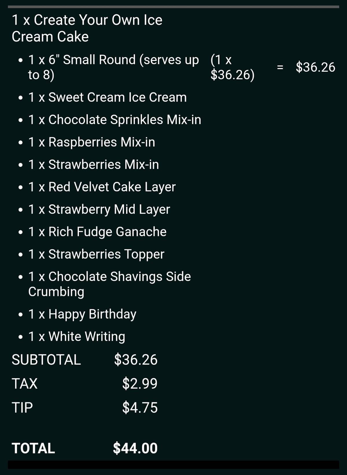 Cold Stone Creamery меню