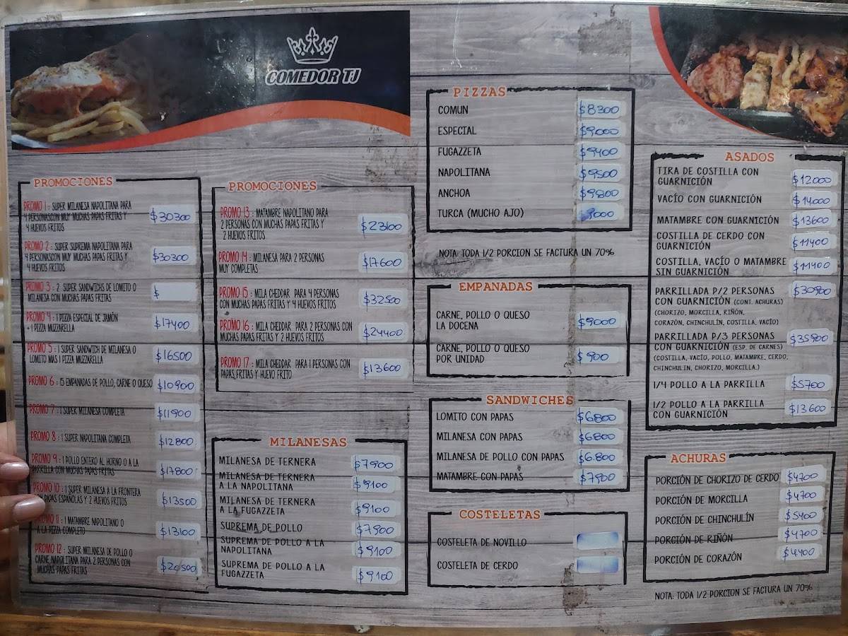 Comedor TJ меню