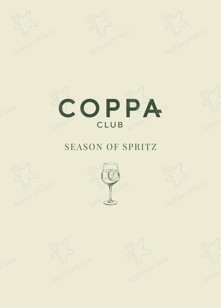 Coppa Club Marylebone в Лондоне - Меню