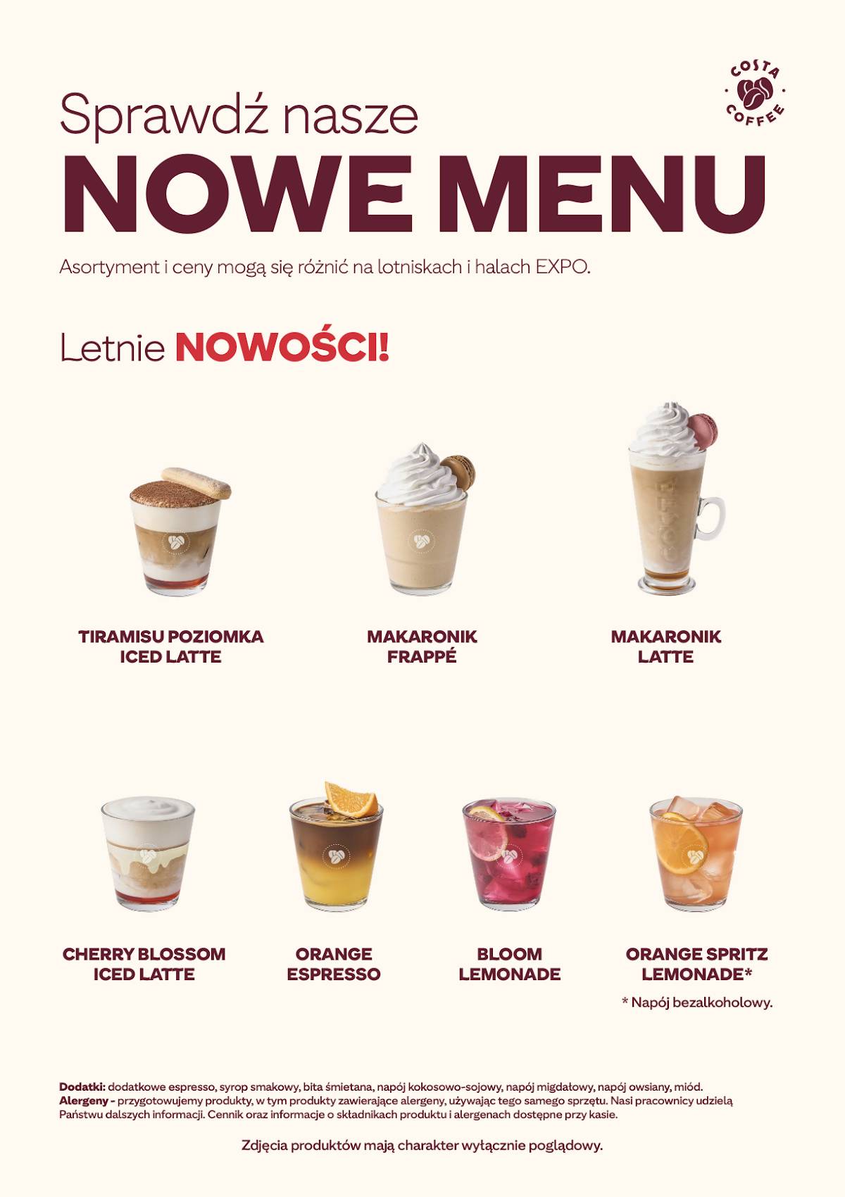 Costa Coffee меню