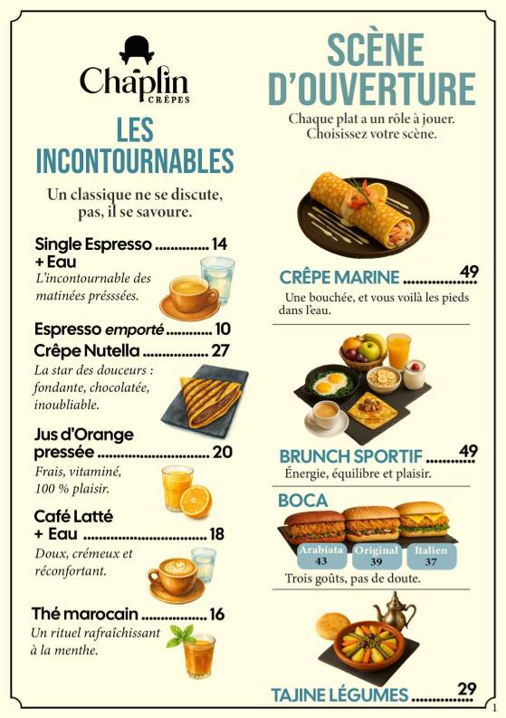 Crêpes Chaplin меню