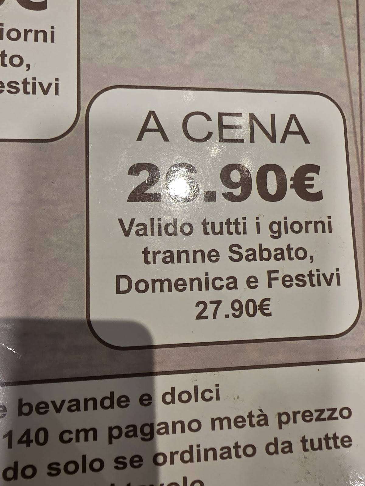 Cristallo меню