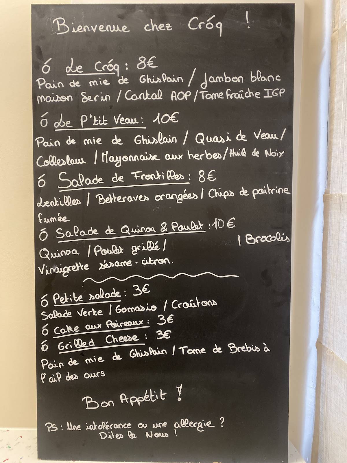Croq Rodez меню