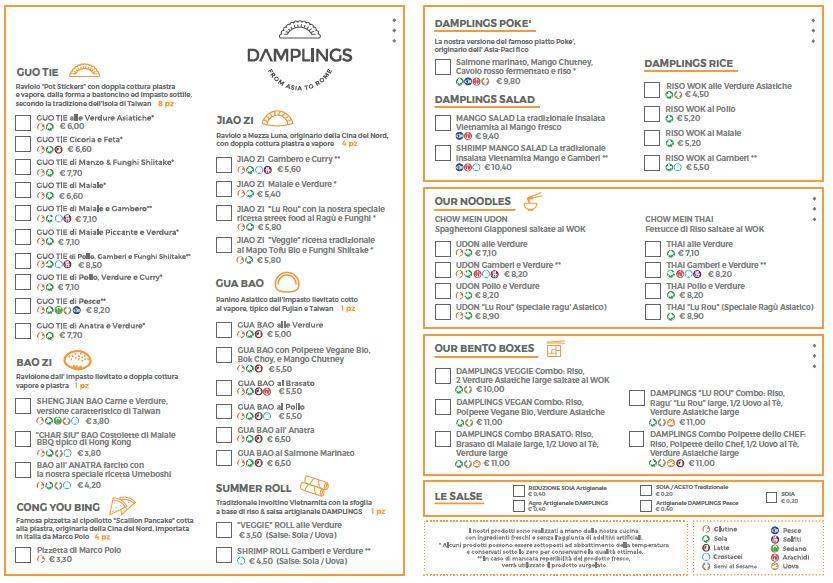 DAMPLINGS From Asia to Rome меню