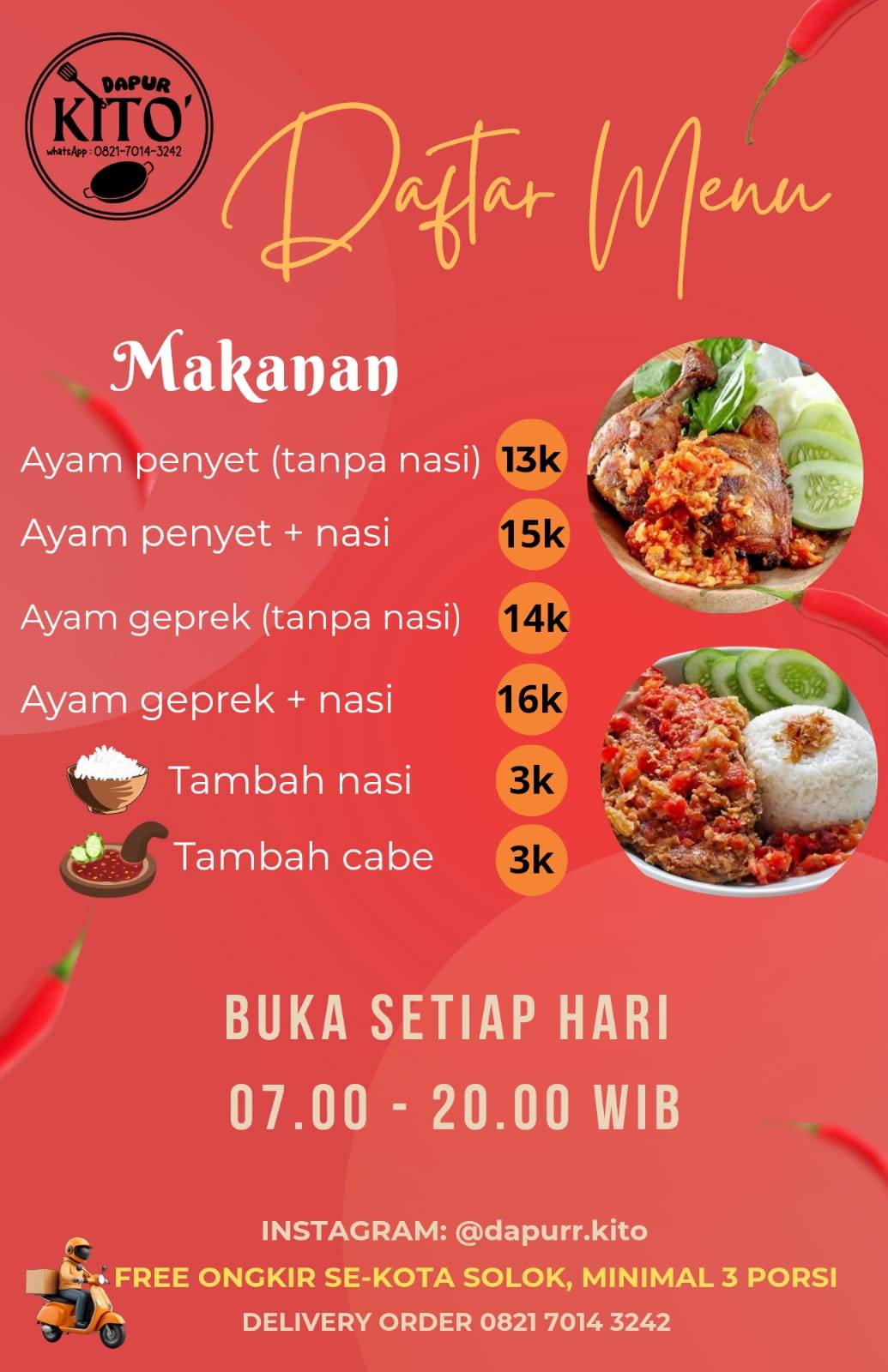 DAPUR KITO' меню