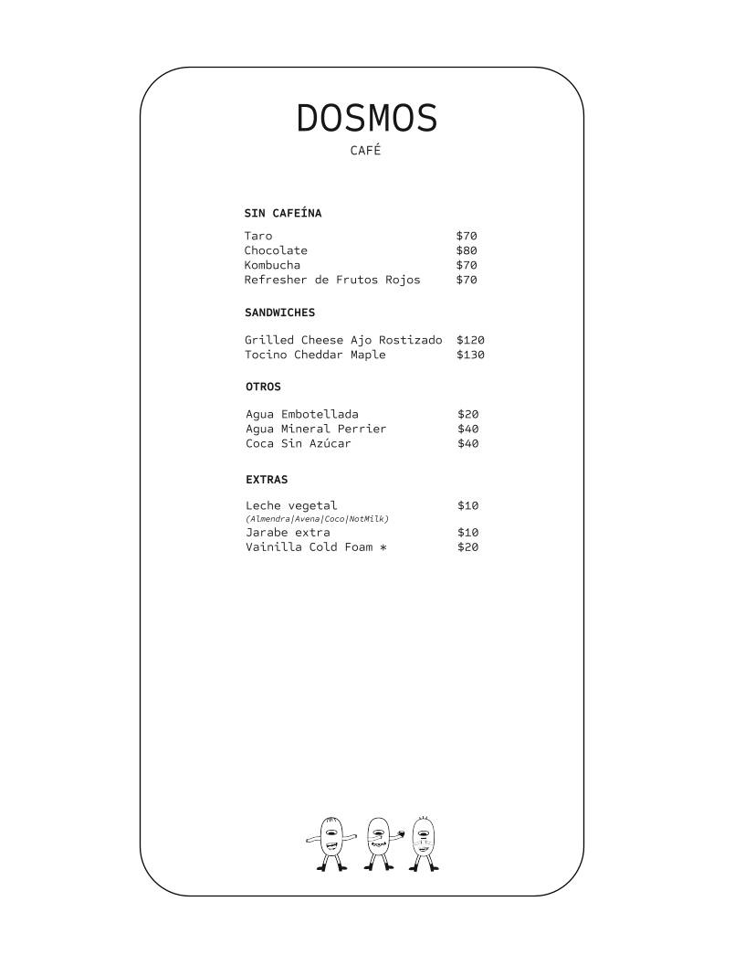 DOSMOS CAFÉ меню