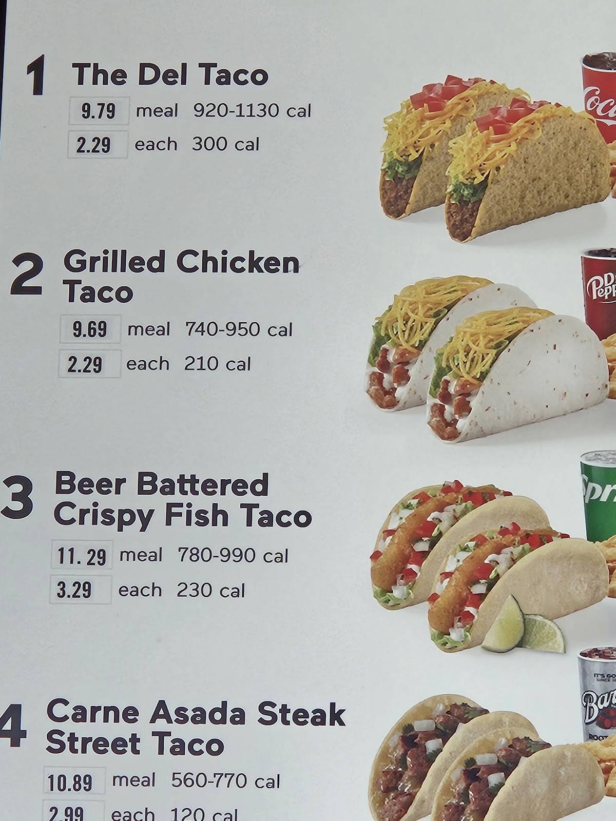 Del Taco меню