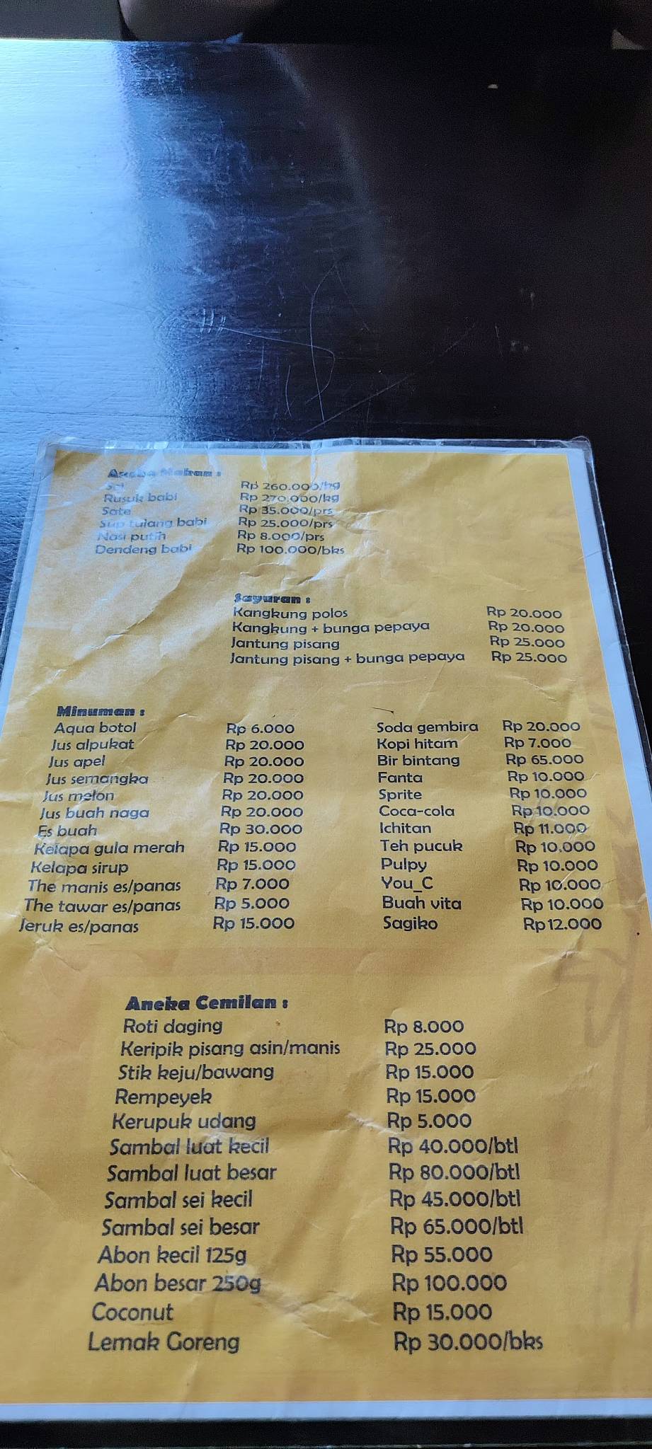 Depot Bambu Kuning (Non Halal) меню