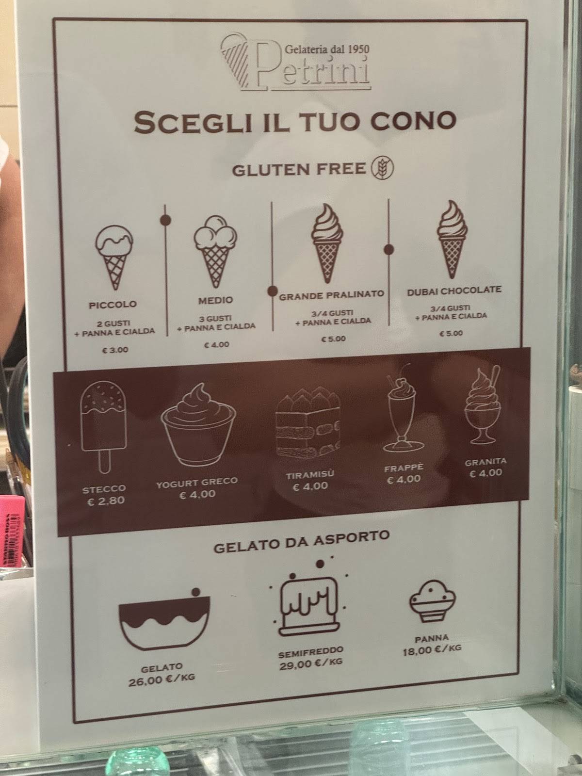 Gelateria Petrini меню