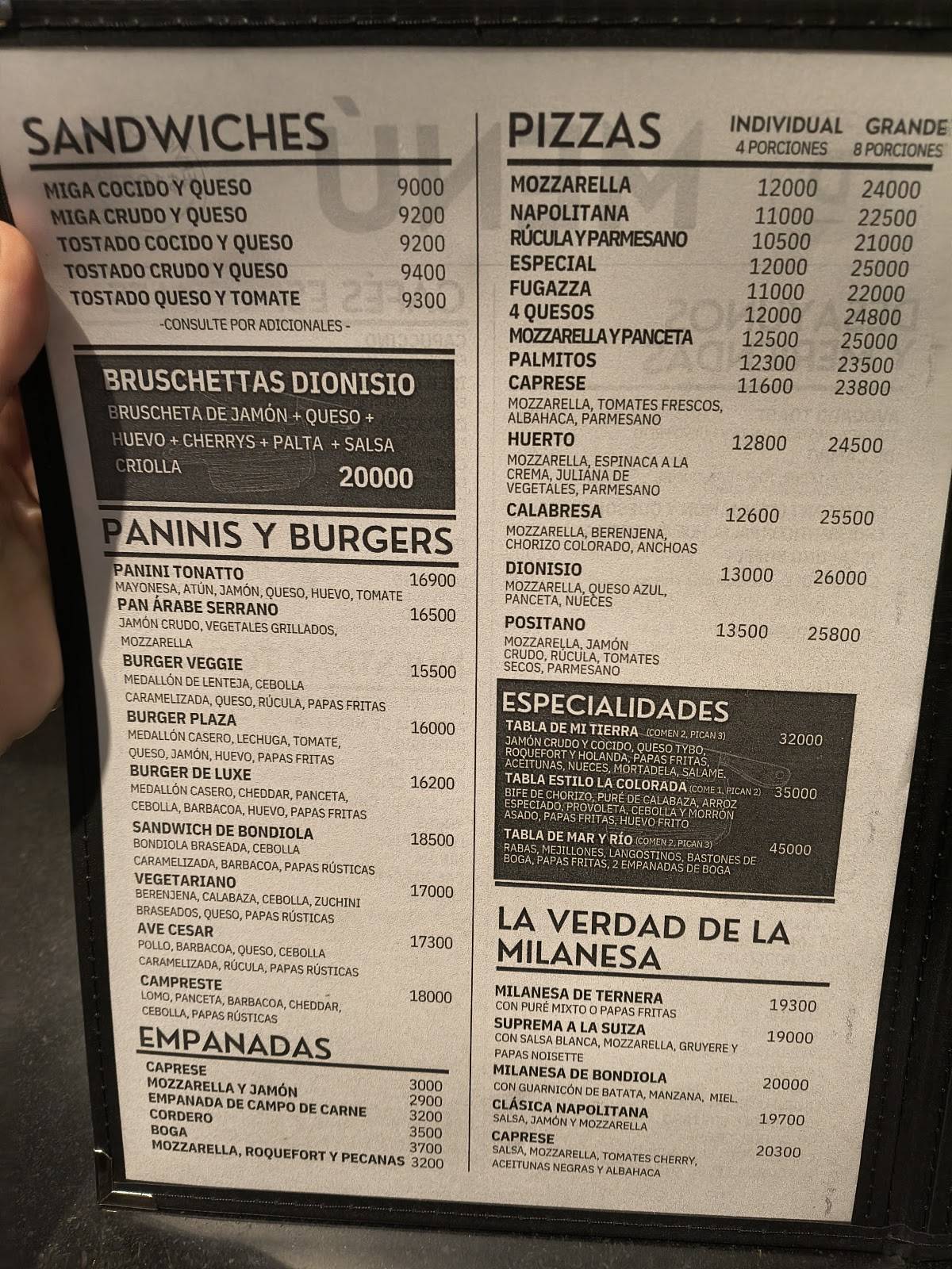 Dionisio Resto Bar меню