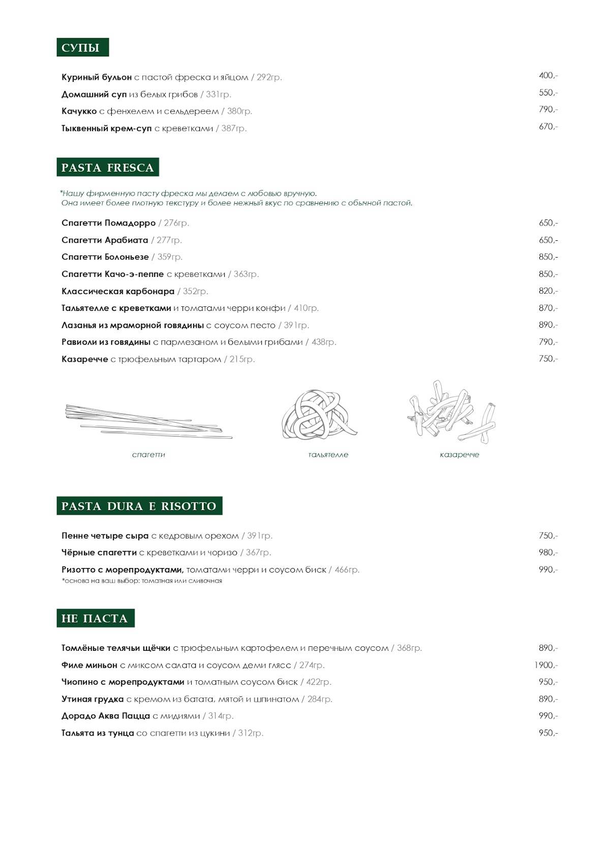 Dodici Italy меню