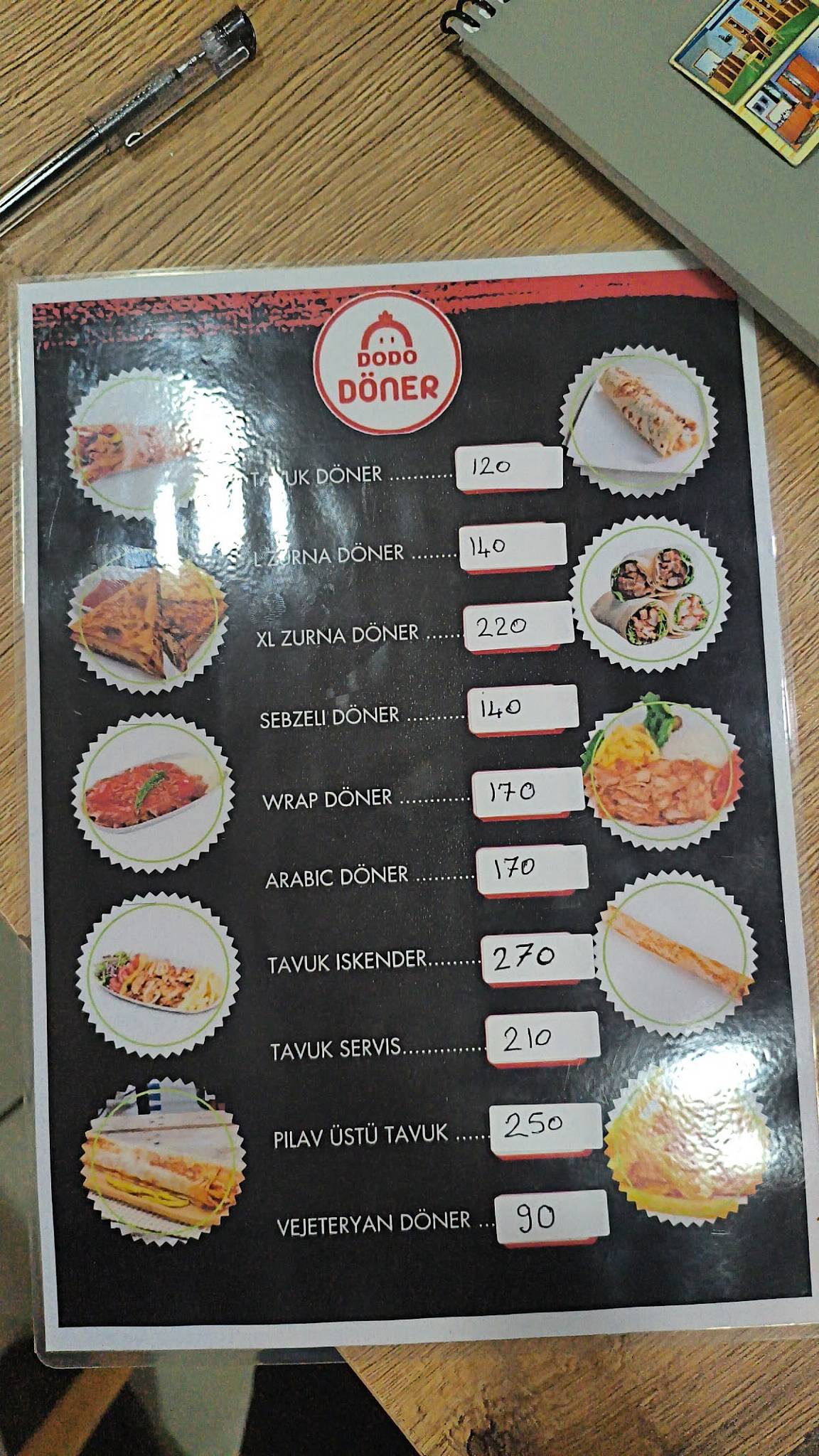 Dodo döner меню