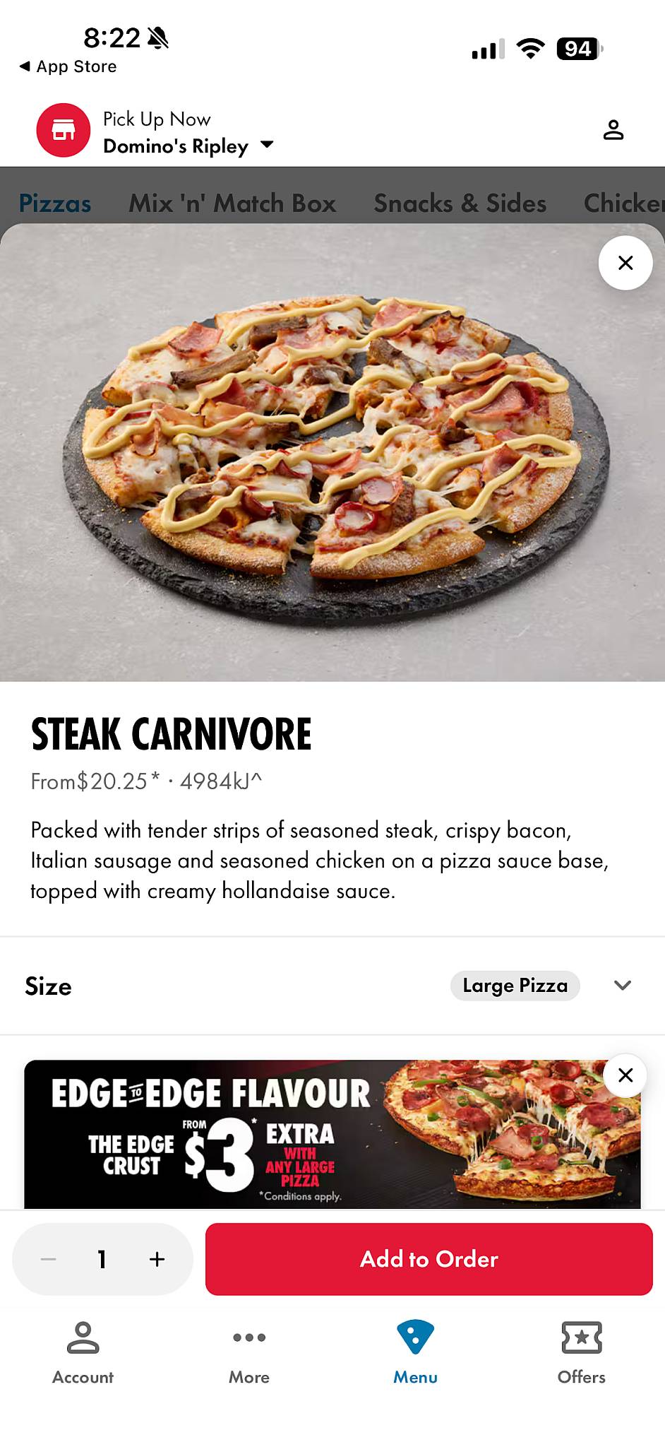 Domino's Pizza Ripley меню