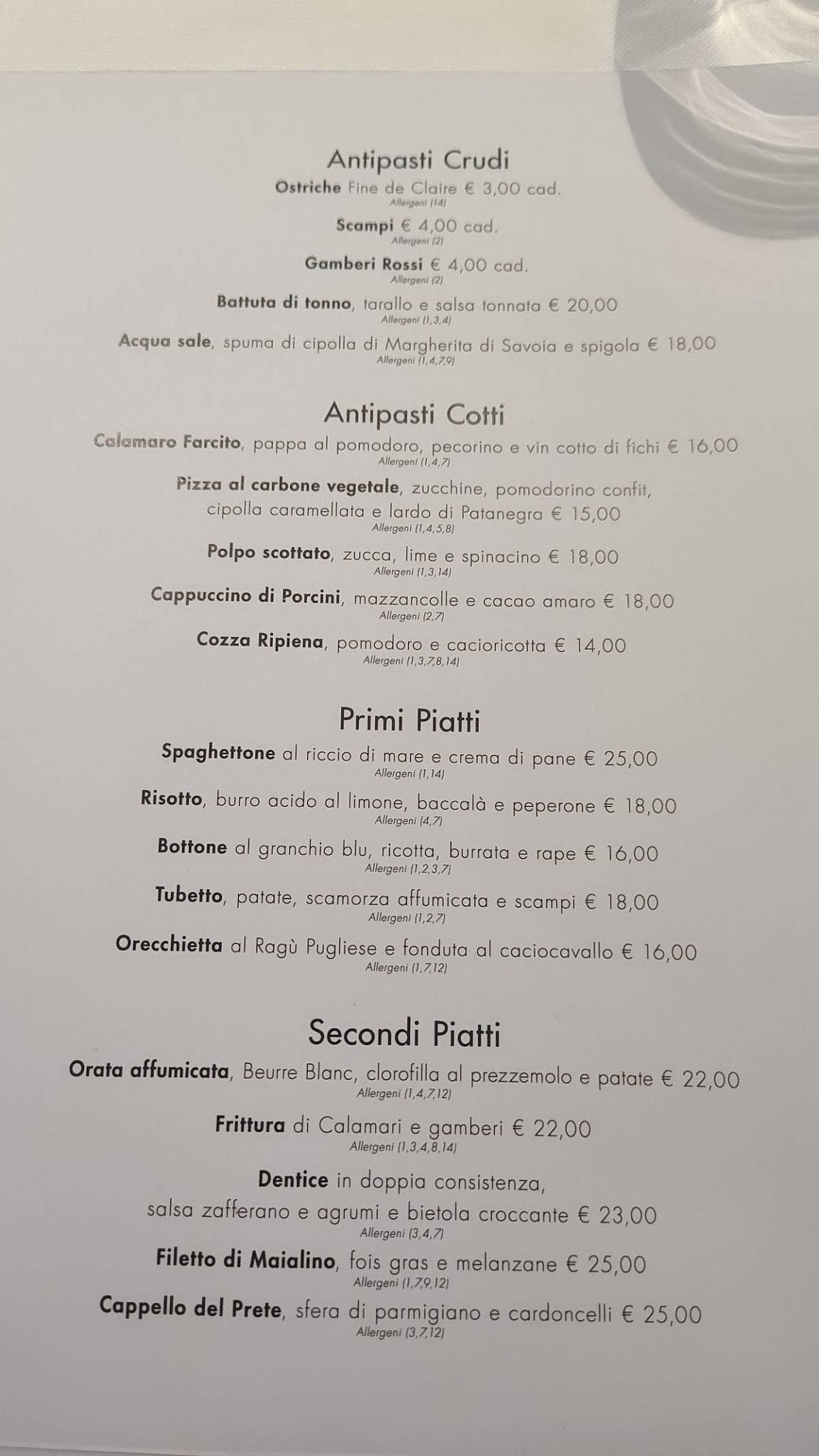 Donlù Ristorante меню