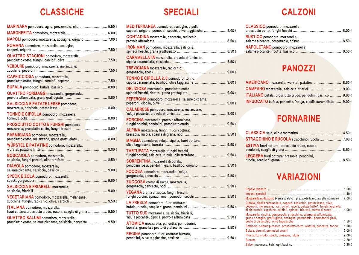 Pizzeria Doppio 0 - Rimini меню