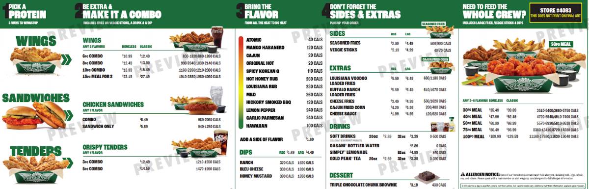 Wingstop меню