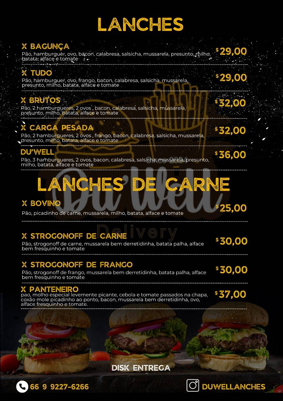 Du'well Lanches меню