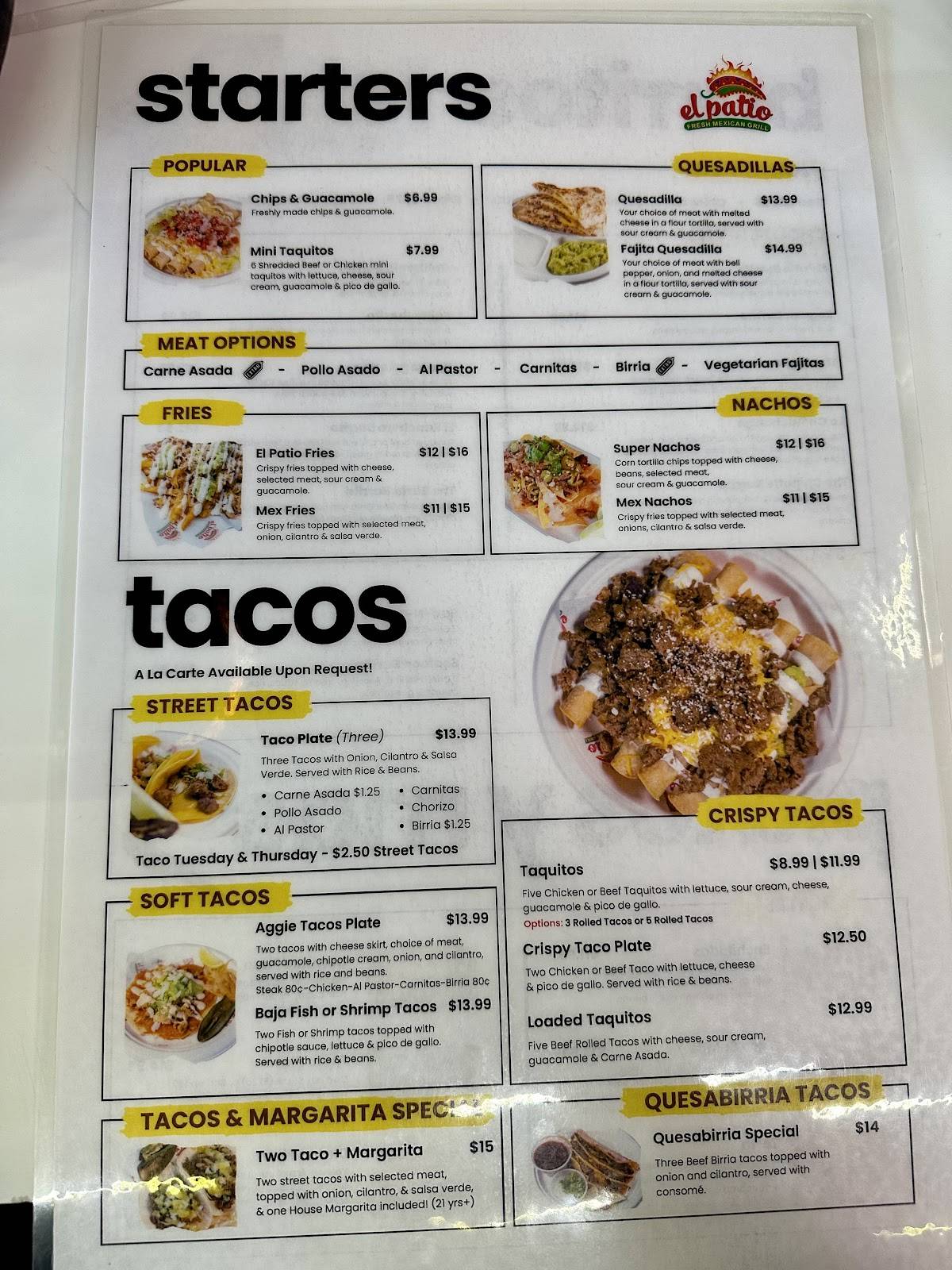 El Patio Fresh Mexican Grill меню