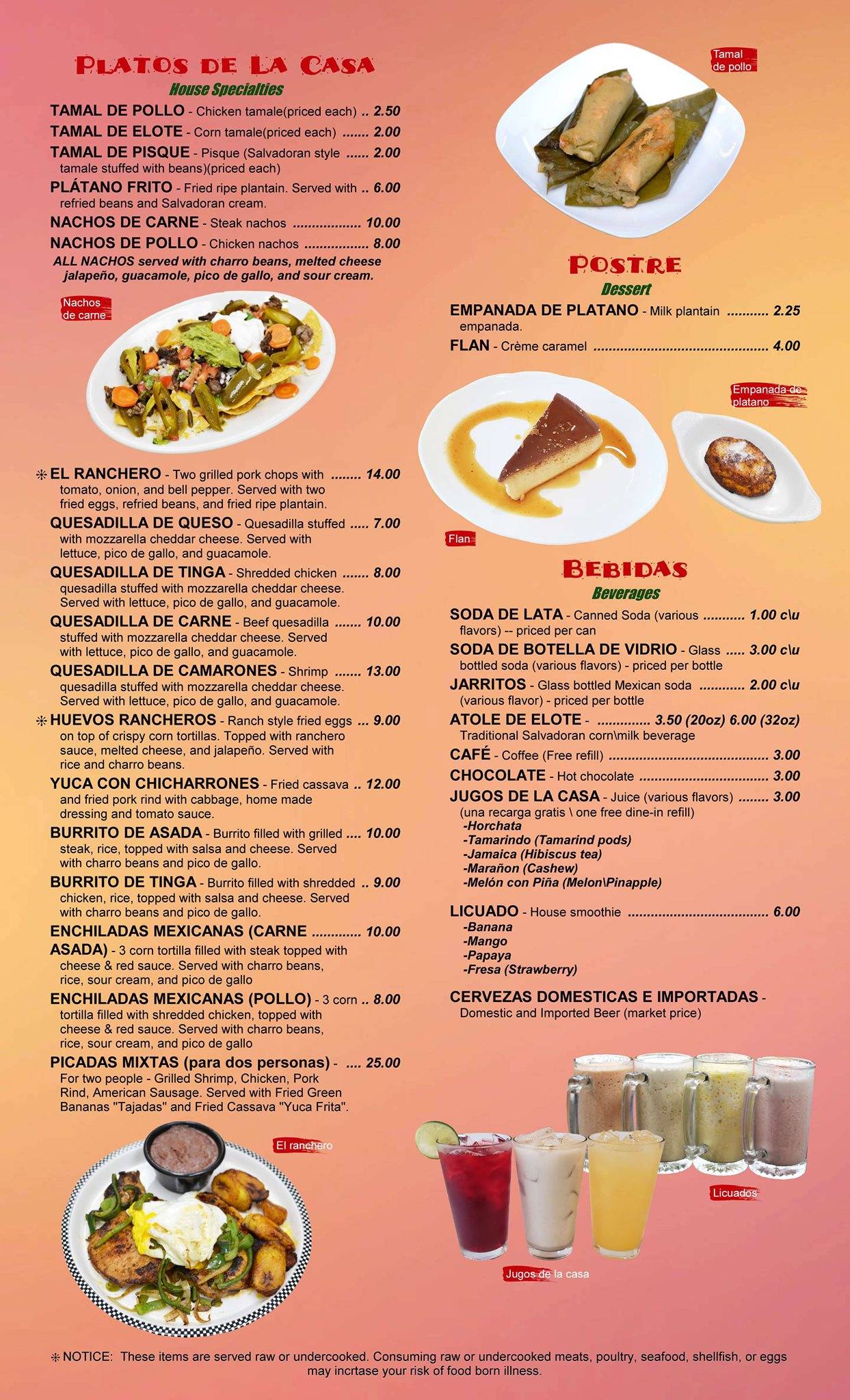 El Pollo Rico Restaurant Salvadoran меню
