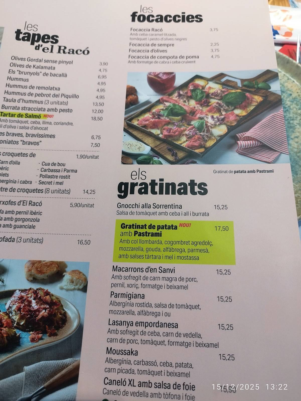 El Racó de Terrassa - Pizzeria Mediterrània меню
