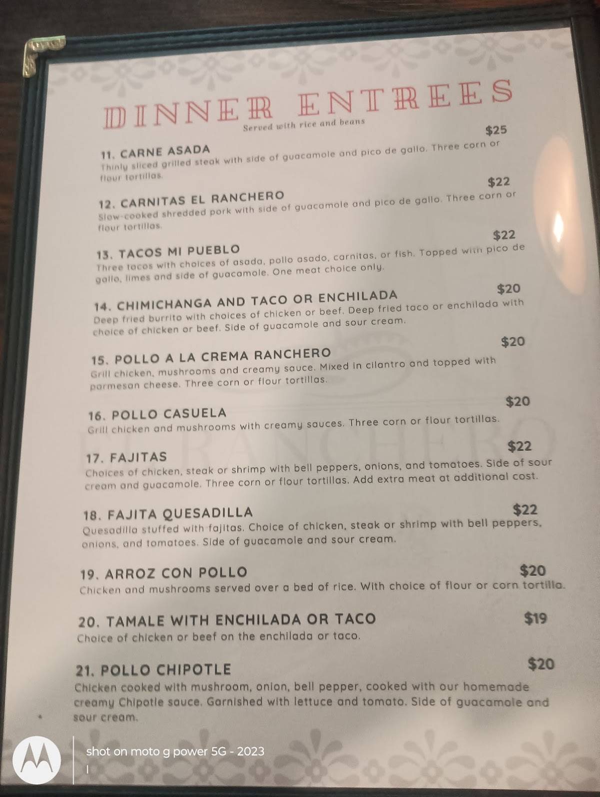 El Ranchero Mexican Restaurant меню
