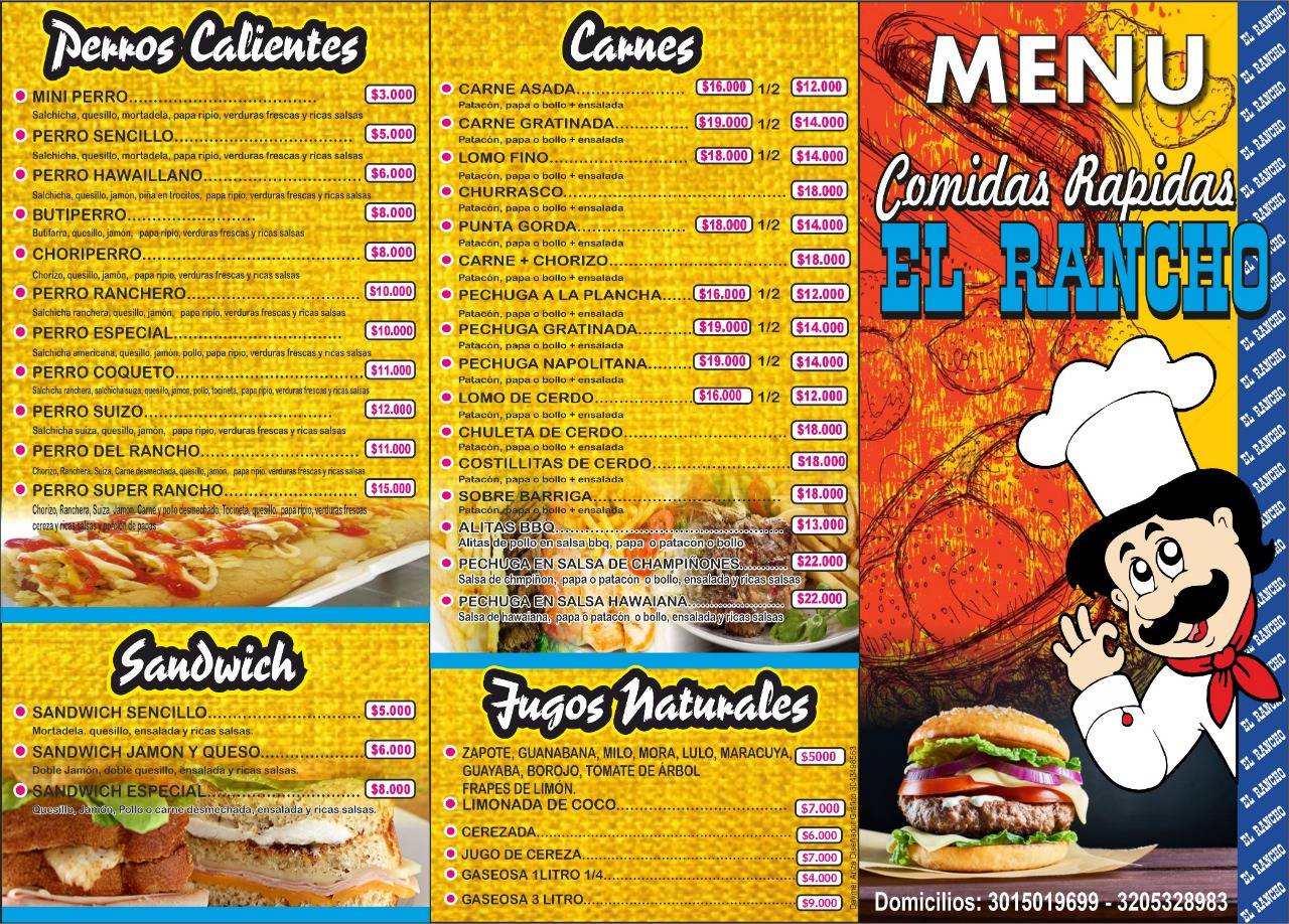 El Rancho. меню