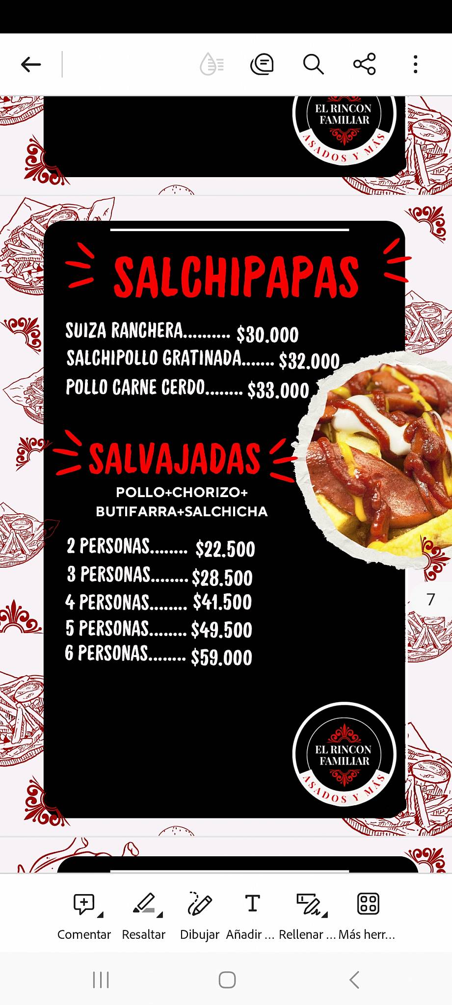 El Rincon Familiar меню