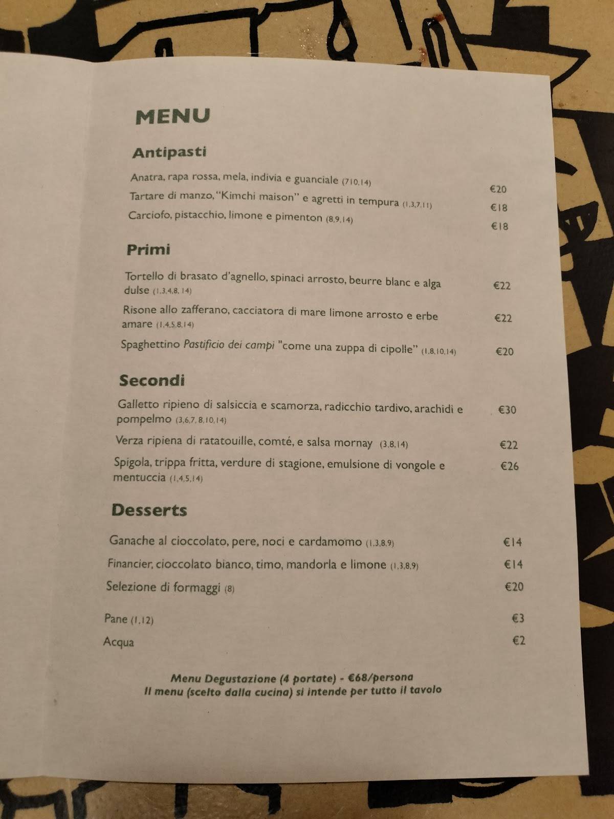 Enoteca Cavour 313 меню