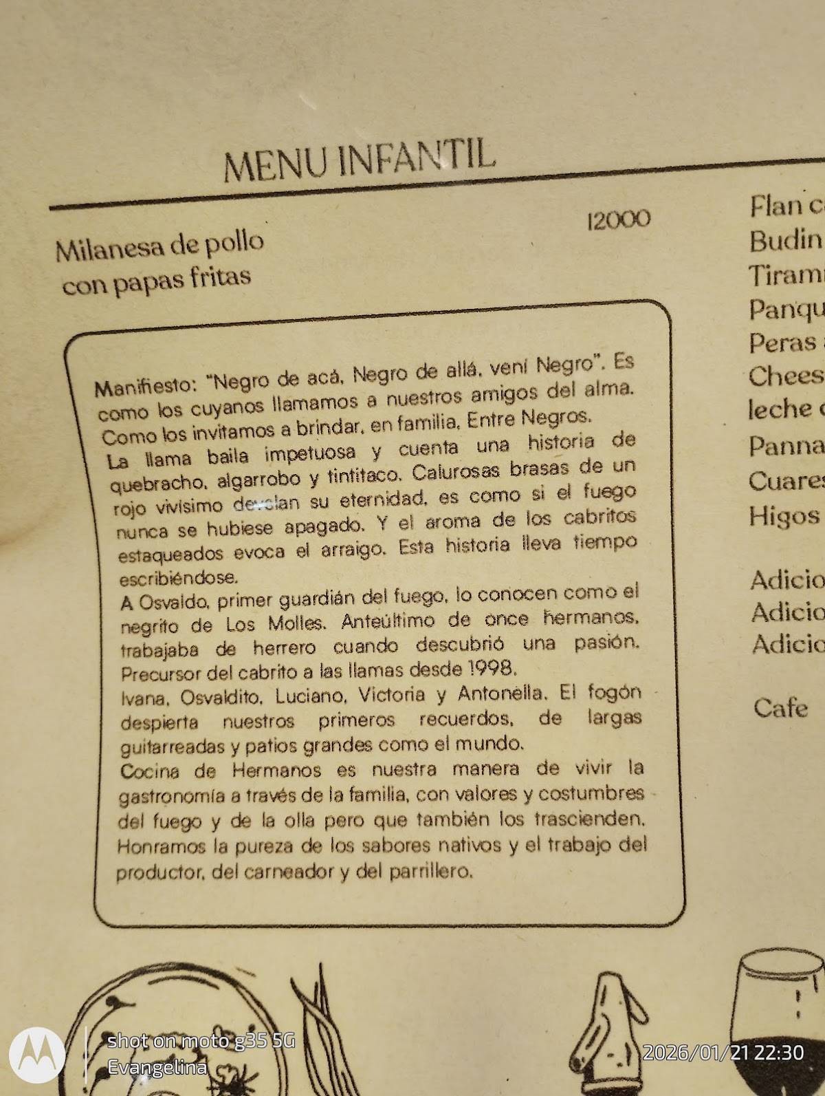 Entre Negros меню