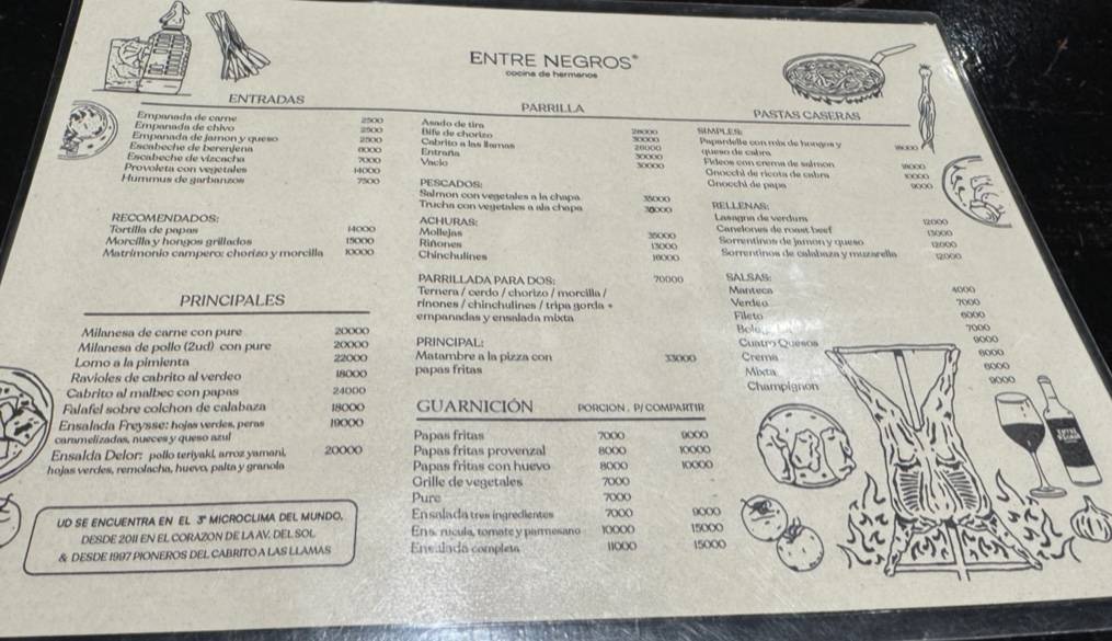 Entre Negros меню