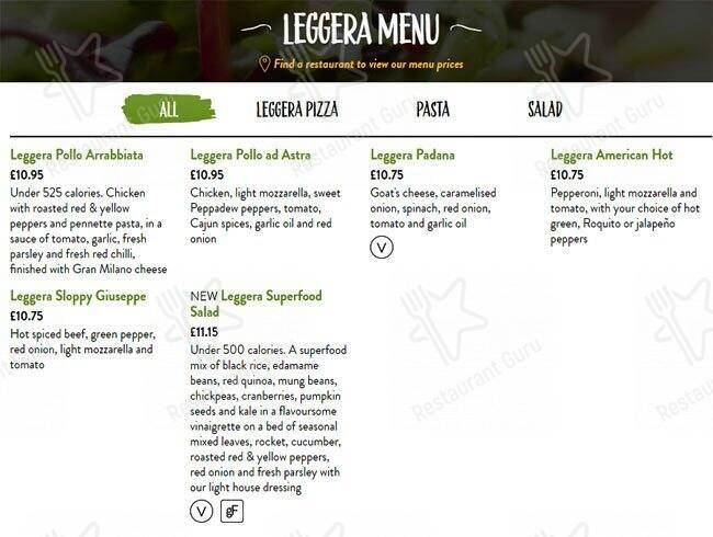 PizzaExpress меню