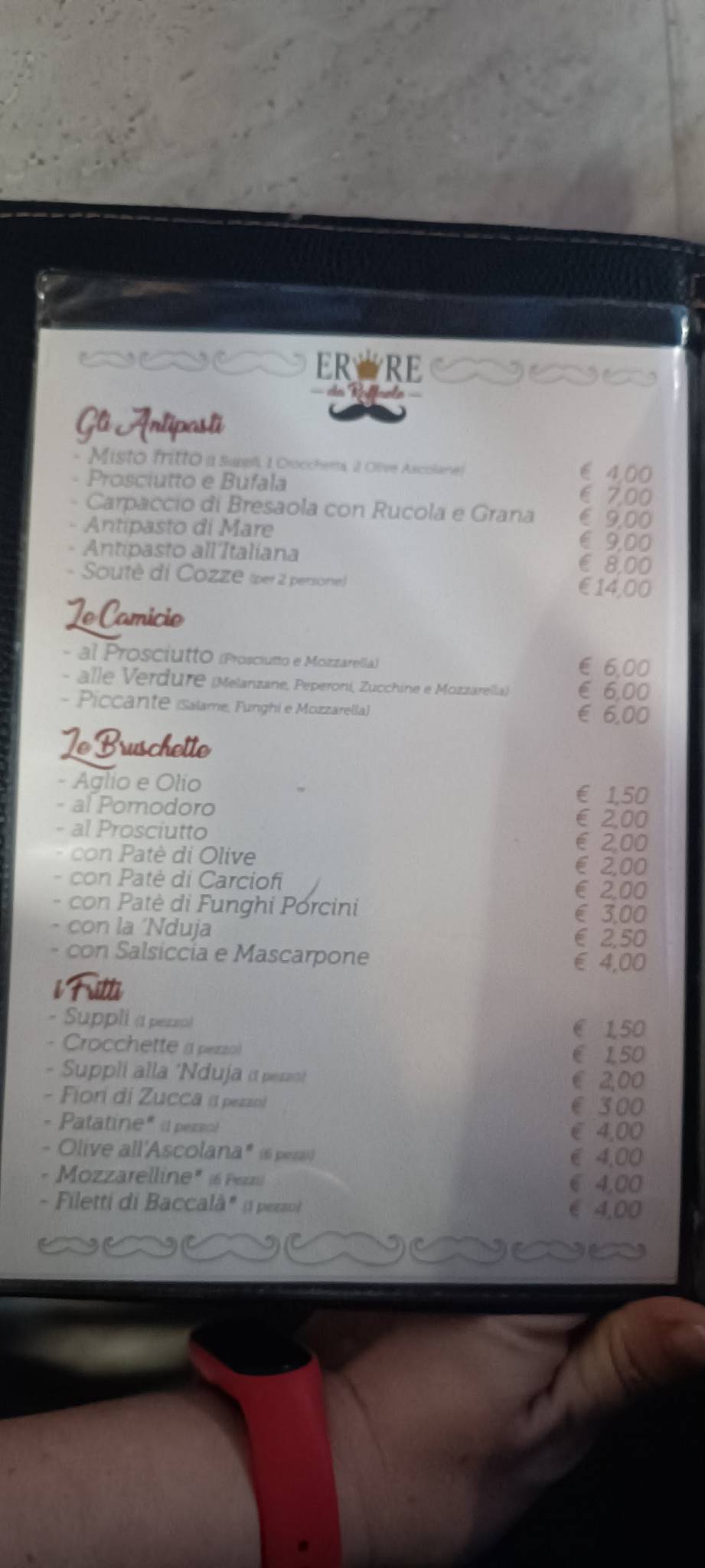 Er Re Ristorante Pizzeria меню
