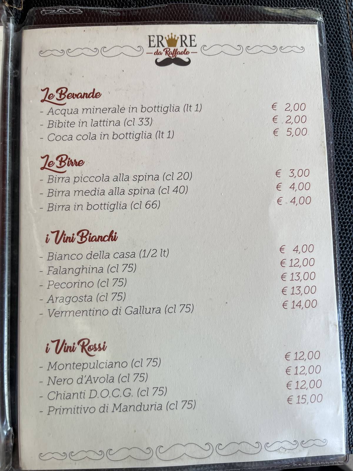 Er Re Ristorante Pizzeria меню