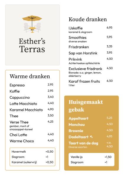 Esther's Terras меню