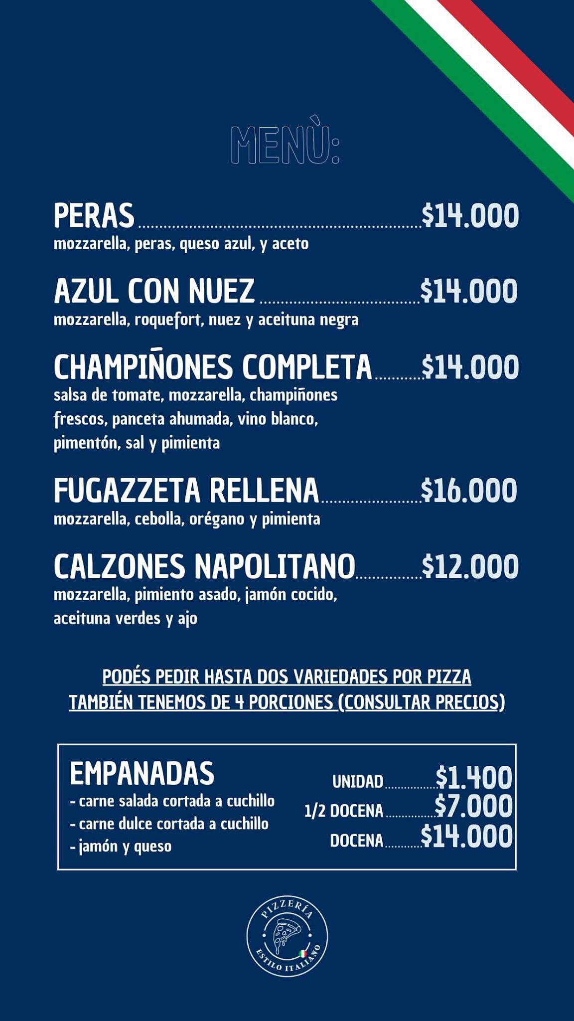 Estilo Italiano меню