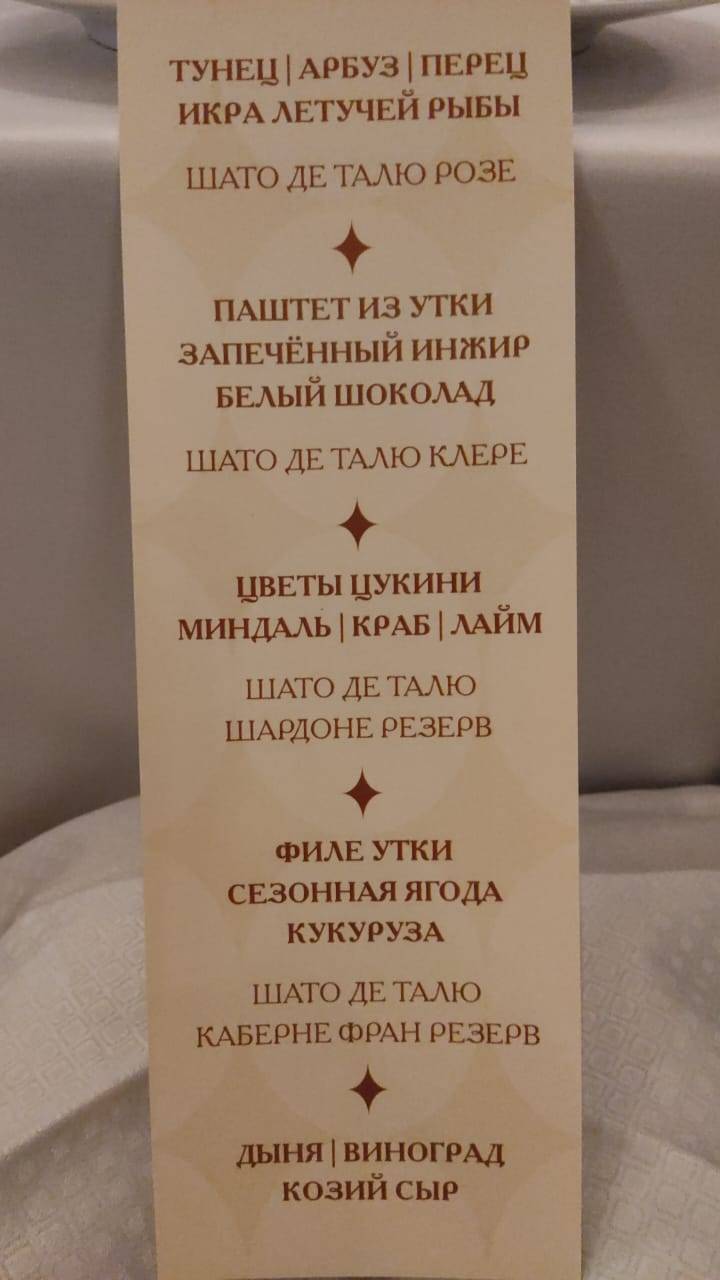 Брунелло меню