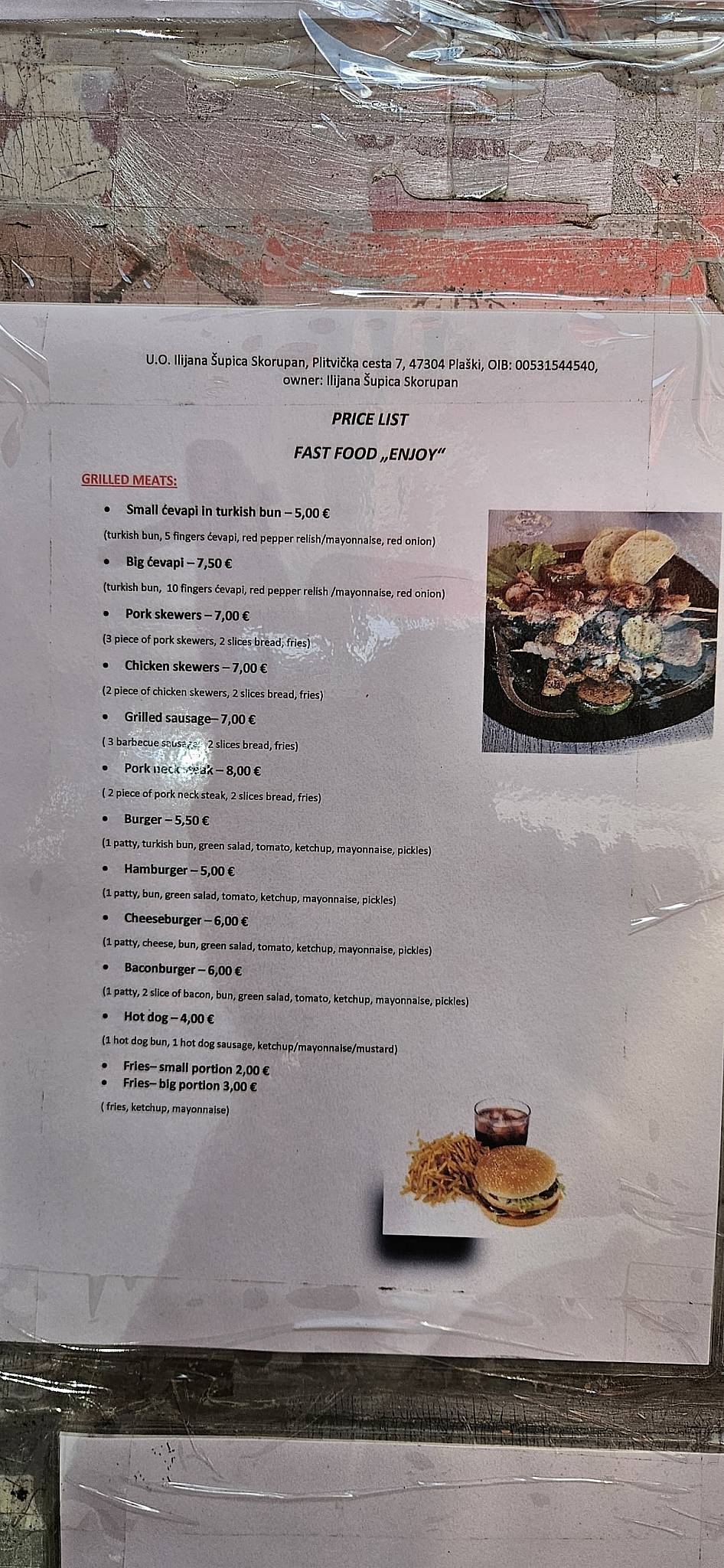 Fast Food Enjoy меню