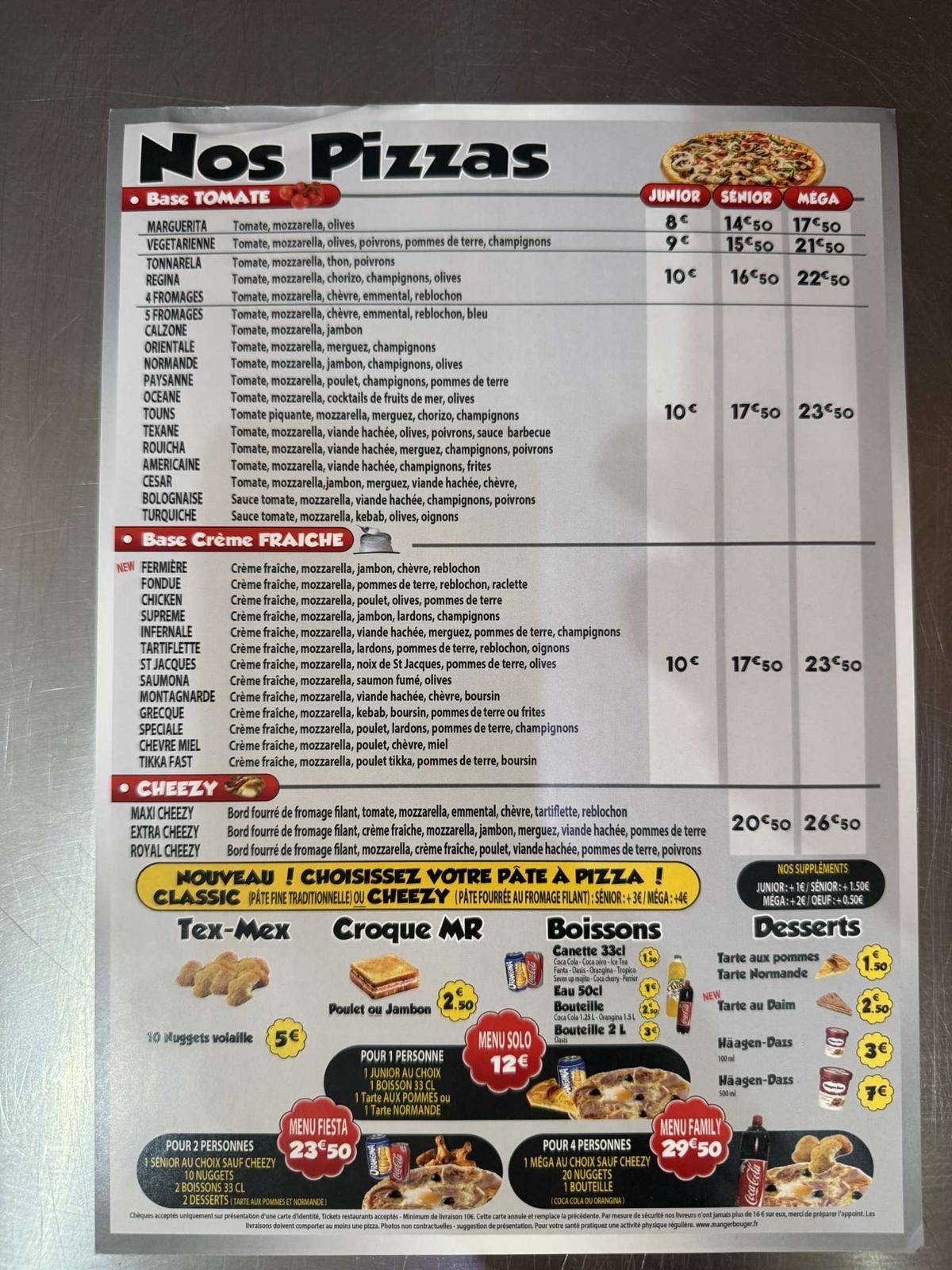Fast Pizza Rouen меню