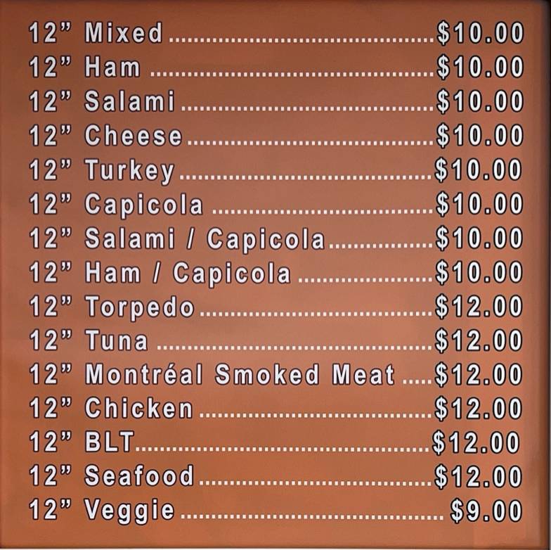 Mike's Subs меню
