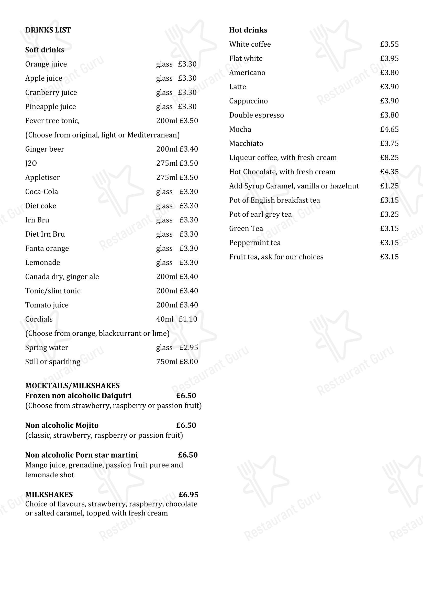 Меню ресторана Fennel Restaurant - Lunch Menu
