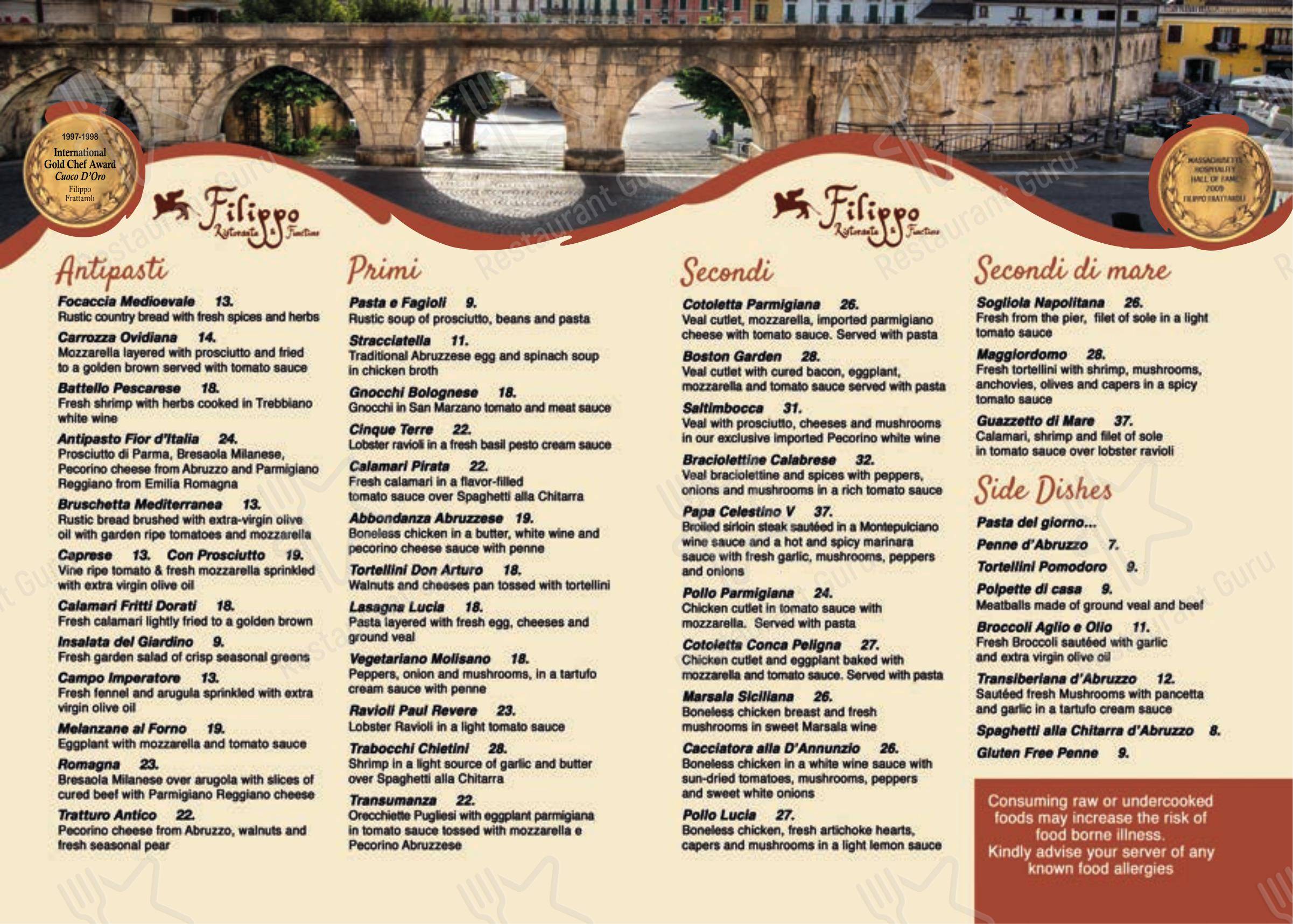 Меню ресторана Filippo Ristorante & Bar - 菜单