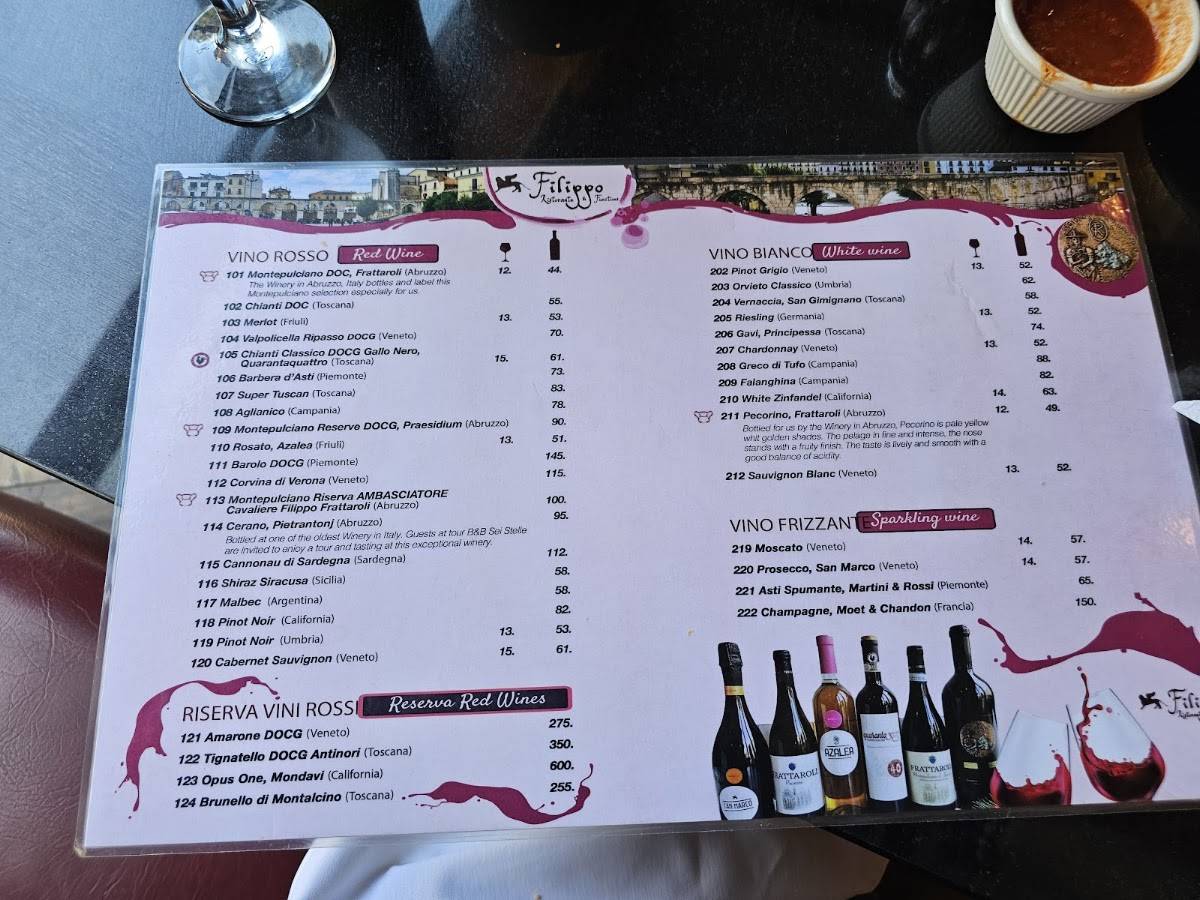 Filippo Ristorante & Bar меню