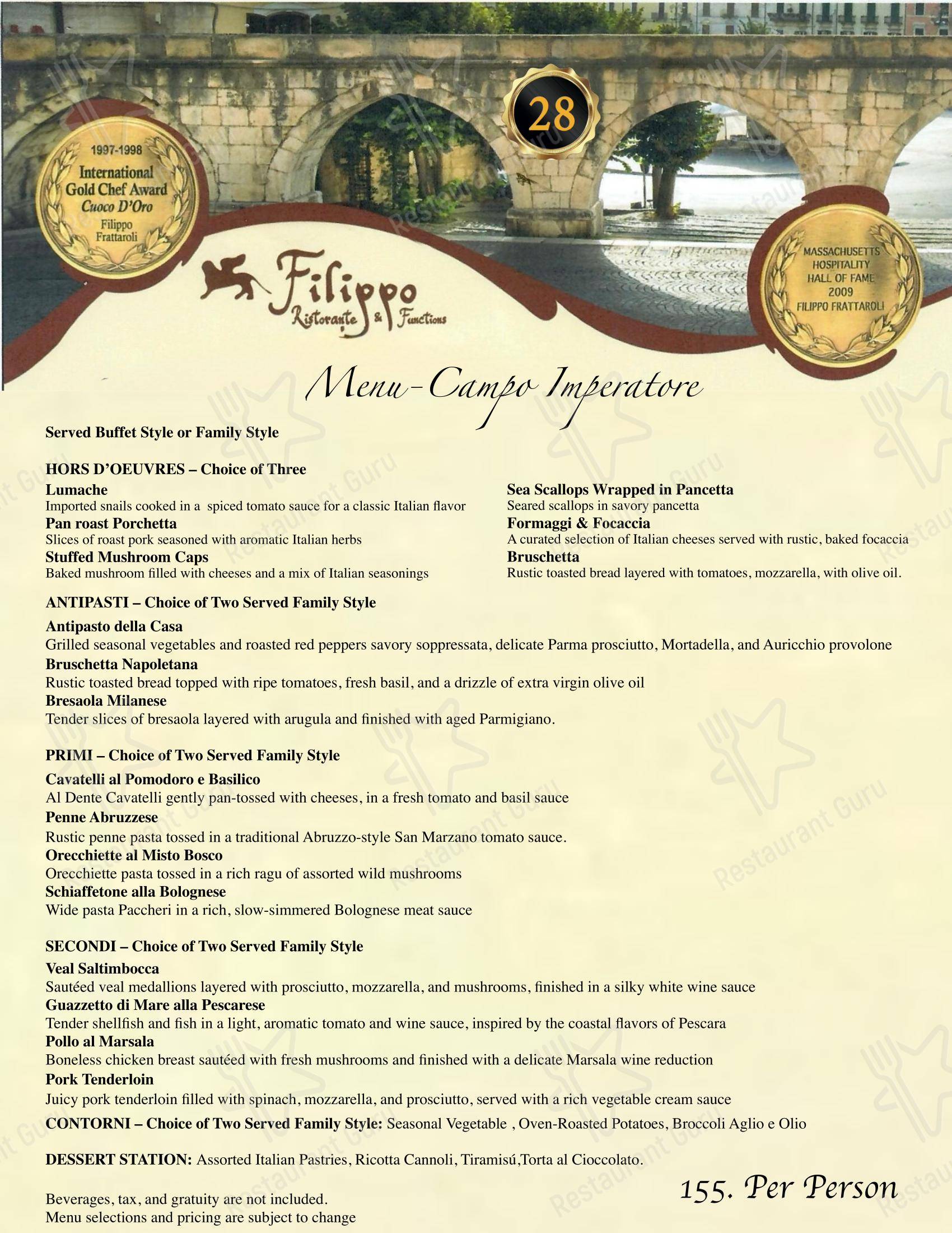 Filippo Ristorante & Bar в Бостоне - Меню напитков