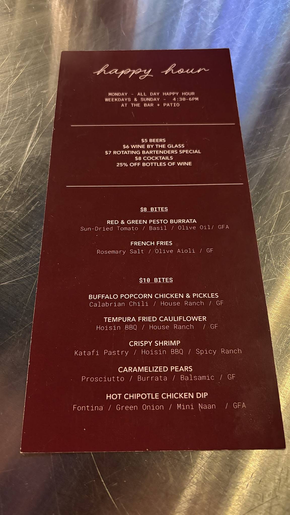 Flour Modern Pasta Bar меню