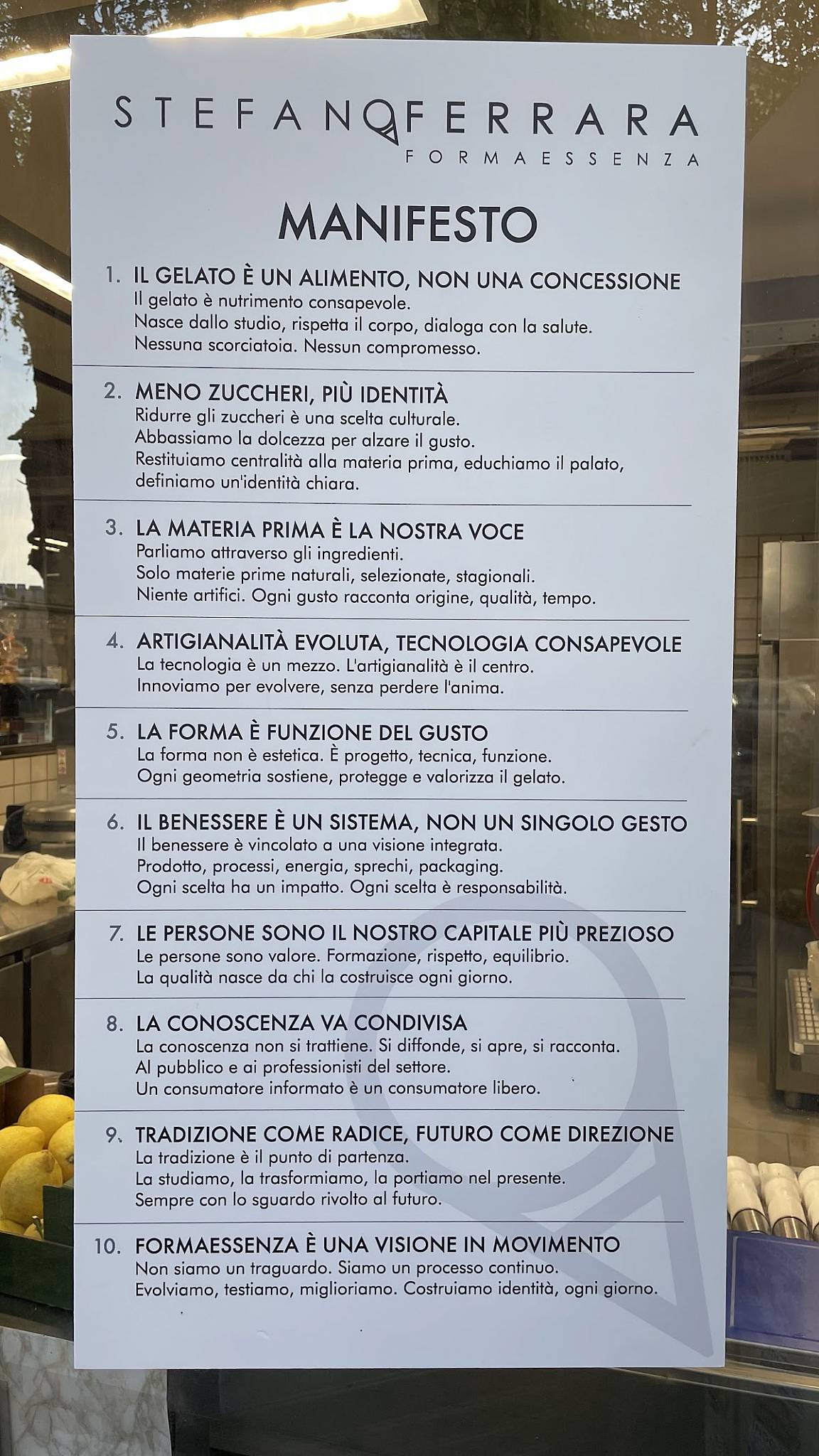 Formaessenza меню