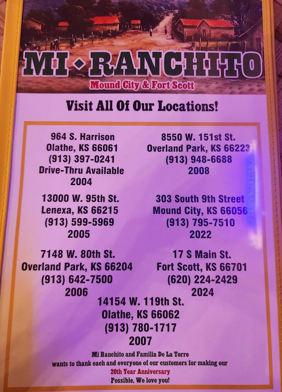 Mi Ranchito меню