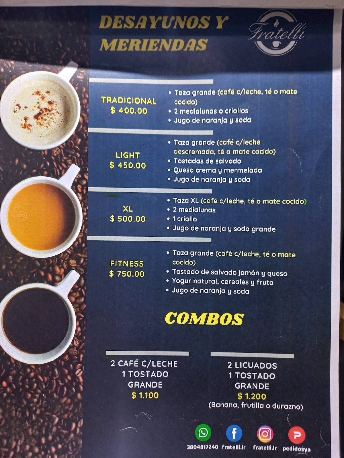Fratelli Caffe´ меню